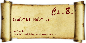 Csáki Béla névjegykártya